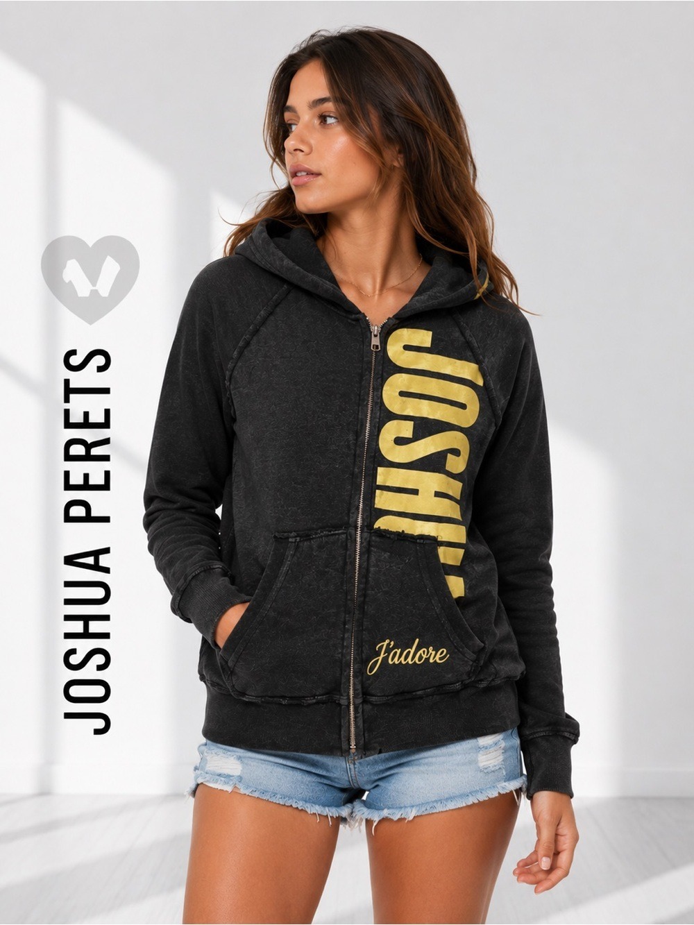 🖤✨ Joshua Perets Black Gold Zip Up Hoodie | Size Medium